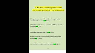 HOSA Dental Terminology Practice Test Questions and Answers 2023 2024 Verified Answers [upl. by Shiau]