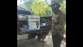 Moultrie Directional Game and Fish feeder unboxing and setup [upl. by Byram830]