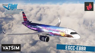 Microsoft Flight Simulator 2020  Manchester EGCC  EBBR Brussels  iniBuilds A320neo V2 Vatsim [upl. by Lemert]