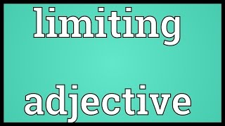 Limiting adjective Meaning [upl. by Aleusnoc]