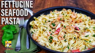 Fettucine Seafood Alfredo Recipe  Seafood Pasta Recipe [upl. by Deehahs]