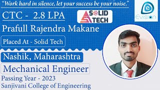 Congrats Prafull Selected in Solid Tech 28 LPA MECHANICAL ENGINEER PoY 2023NashikMaharashtra [upl. by Lorolla287]