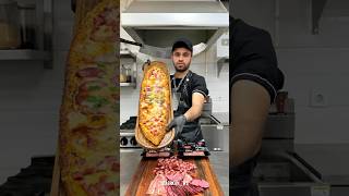 Turkish pizza içli pide with sausage and mozzarella cheese recipe🍕pizza cooking recipes shorts [upl. by Lledner]