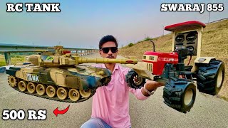 Rc Swaraj 855 Tractor Vs Rc High Speed Military Tank Unboxing [upl. by Ahsercel]