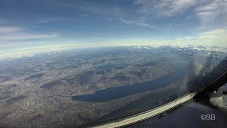 Zurich airport Switzerland Approach and landing on runway 28 with ATIS and ATC Cockpit view 4k [upl. by Swain]