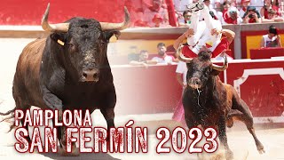 💥 SAN FERMÍN 2023 🏆 CONCURSO DE RECORTADORES CON TOROS BRAVOS EN PAMPLONA [upl. by Esoj]