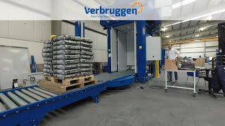 Palletizing  Automatic bag palletizer VPM10 by Verbruggen  stacking bags of pet food [upl. by Irdua316]