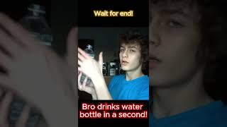 bro drinks bottle of water in a second😮😮😮 shorts trending cool trollface phonk record [upl. by Ihsakat537]