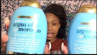 Review OGX Argan Oil​ of Morocco Shampoo and Conditioner  Demo [upl. by Flanigan]