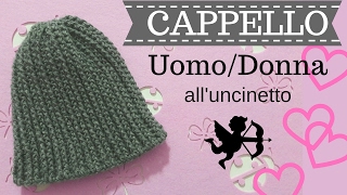 Cappello UOMODONNA alluncinetto  Punto a rilievo davanti e indietro [upl. by Pippo425]