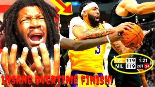 TRIPLE OVERTIME FINISH BUCKS VS LAKERS REACTION 2024 BUCKS VS LAKERS HIGHLIGHTS REACTION 2024 [upl. by Anitnas]