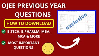 OJEE PREVIOUS YEAR QUESTIONS NEW SET ll DOWNLOAD PDF OJEE QUESTIONS [upl. by Idel917]