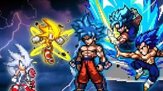 Super Sonic JUSNew amp Sonic Chaos V3 OP VS Fusion Vegito Goku amp Vegeta OP in Jump Force Mugenmp4 [upl. by Ainollopa141]