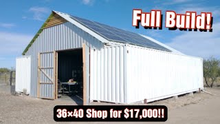 FULL BUILD Shipping Container Shop  BEST OffGrid Structure with Solar amp Storage [upl. by Acul]