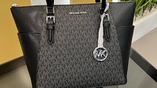 Распаковка сумки MICHAEL KORS Charlotte Large Logo And Leather TopZip Tote Bag black [upl. by Edveh]