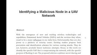 Identifying a Malicious Node in a UAV Network [upl. by Cello]