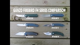 Ganzo Firebird FH Series Knife Comparison  6 Ganzos FH11 FH21 FH31 FH41 FH51 FH61 [upl. by Cyril]