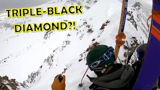 Skiing a TRIPLE BLACK DIAMOND Big Sky Montana [upl. by Rehteh485]