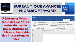 Références Word  table des matières notes bas de page citations table des illustrations et index [upl. by Llerrod]