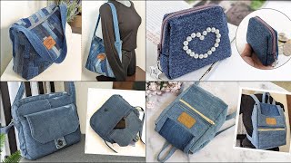 4 Old Jeans Ideas  DIY Denim Bags and Purse  Compilation  Bag Tutorial  Upcycle Crafts [upl. by Nit822]