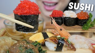 SUSHI ASMR Assorted Nigiris GoMae with Tempura Udon Noodles NO TALKING Eating Sounds  NE [upl. by Ained]