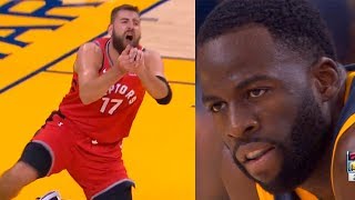 Jonas Valanciunas broke his finger after colliding with Draymond Green [upl. by Lalo]