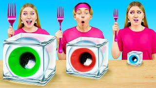 GIANT VS MEDIUM VS TINY EYEBALL  Food Challenge Eating Only Big and Small Candies by 123 GO FOOD [upl. by O'Shee]