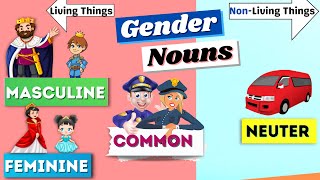 Learn Gender in English with picture  Gender Nouns Masculine Feminine Common Neuter  Smiling Santa [upl. by Leon]