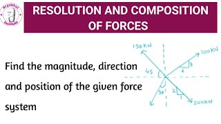 RESULTANTANT OF FORCES  RESULTANTANT OF FORCES ENGINEERING MECHANICS  MAGNITUDEDIRECTION OF FORCE [upl. by Nrojb876]