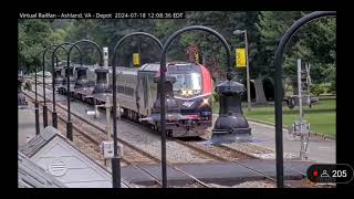 Amtrak new repaint scheme in Elkhart Indiana railcam [upl. by Nonnahsed504]