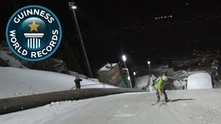 Fastest backwards skiing downhill  Video of the Week 20th June  Guinness World Records [upl. by Josee550]