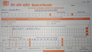 How to Fill Bank Of Baroda Account Opening Form 2024 [upl. by Betthel]