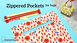 How to sew Zippered Pockets for Bags  Sewing Tips for biginner sewingtimes [upl. by Swanhildas]