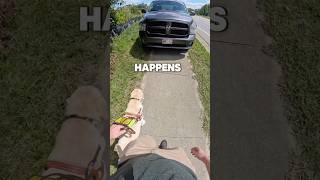 Trucks parked on the Sidewalk guidedog dogs dog labrador disability insta360 legallyblind [upl. by Eslehc]