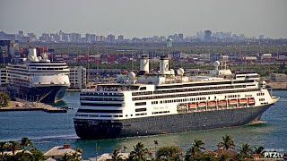 Holland America Lines MS ZAANDAM amp MS ROTTERDAM Arriving into Port Everglades  422020 [upl. by Thomasine]