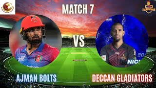 🔴 LIVE Deccan Gladiators vs Ajman Bolts  Match 7 Live  Abu Dhabi T10 League [upl. by Analem470]