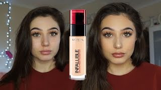 LOREAL INFALLIBLE 24HR FOUNDATION  FIRST IMPRESSIONS  REVIEW [upl. by Gemoets]