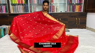 original chanderi silk sarees pure handmade saree new stock collection sarees chanderi handloom [upl. by Langsdon815]