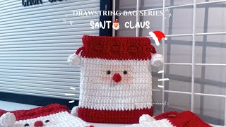 Crochet tutorial How to do Santa Drawstring Bag Hohoho 🎅🎄 [upl. by Anees]