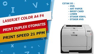 REVIEW PRINTER HP LASERJET PRO 400 COLOR M451DN DUPLEX CETAK KERTAS ARTPAPER VINYL LINEN BRIEFCARD [upl. by Arnulfo]