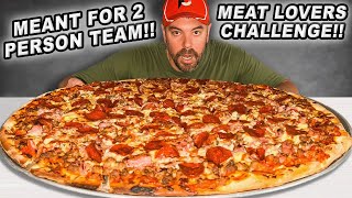 This 24Inch “Carnivore” Meat Lovers Pizza Challenge Is Meant for 2Person Teams [upl. by Vashtee670]