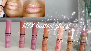 Full Swatches NYX BUTTER GLOSS Nude Pinks musthaves [upl. by Muir381]