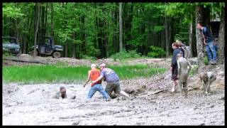 22 MUD CREW USES TOW STRAP TO PULL quotDUDEquot OUT OF THE MUD [upl. by Anitsuga]