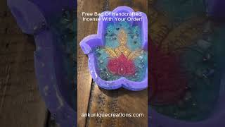 Stunning resinpoured hamsa hand incense dish ankuniquecreationscom shorts shortsvideo [upl. by Mohsen]