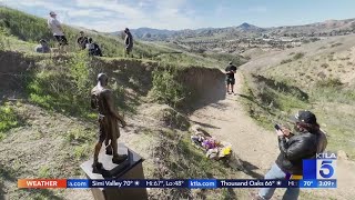 Artist erects Kobe Bryant statue at helicopter crash site [upl. by Elbert467]