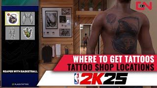 NBA 2K25 TATTOOS Showcase  Where to Find TATTOO Shops [upl. by Eedya]