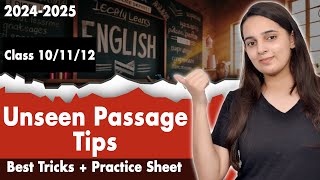 Unseen Passage Tricks  Unseen Passage in English Class 10 Class 11  Class 12 English Grammar [upl. by Adikam58]