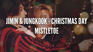 BTS JIMIN X JUNGKOOK  Christmas day mistletoe easy lyrics [upl. by Gabbert]