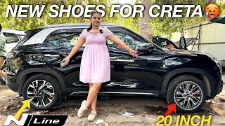 INSTALLING UNIQUE ALLOYS amp TYRES IN OUR CRETA  सबसे अलग बना दी 😎 [upl. by Lizette751]