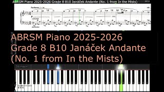 ABRSM Piano 2025 2026 Grade 8 B10 Janáček Andante No 1 from In the Mists [upl. by Topliffe676]